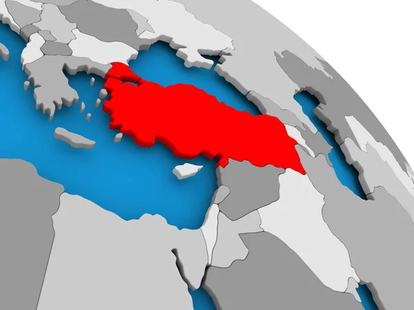 Туреччина в червоному на карті — стокове фото