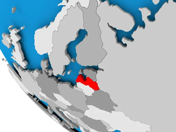 Łotwa na Globus polityczny — Zdjęcie stockowe