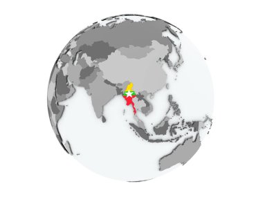 Myanmar izole küre üzerinde