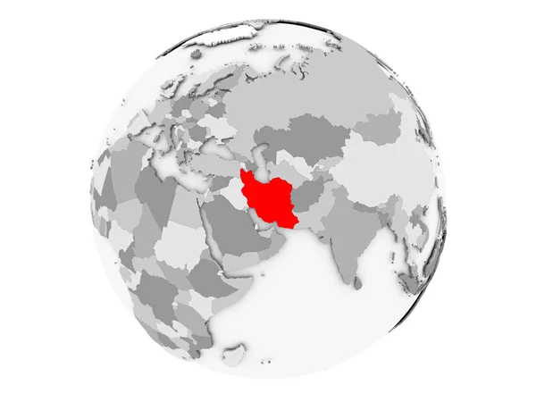 Iran på grå jordglob isolerade — Stockfoto