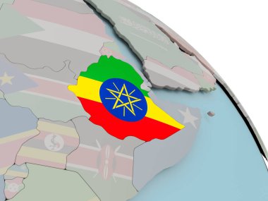 Etiyopya Haritası bayrak ile
