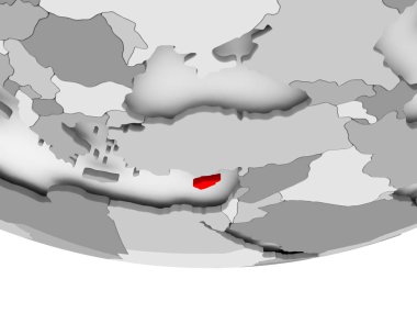 Gri siyasi dünya üzerinde Kıbrıs Cumhuriyeti haritası