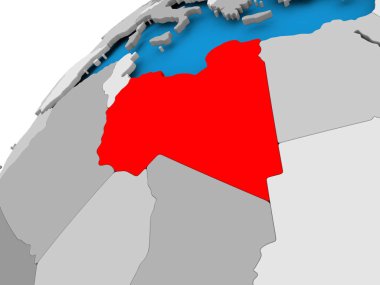 Libya Haritası kırmızı