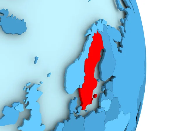 빨간색으로 스웨덴의 지도 — 스톡 사진