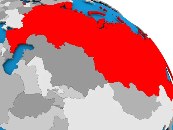 俄罗斯在地图上的红色 — 图库照片