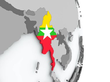 Myanmar Haritası bayrak ile