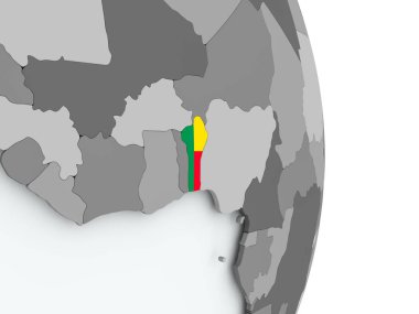 Benin Haritası bayrak ile