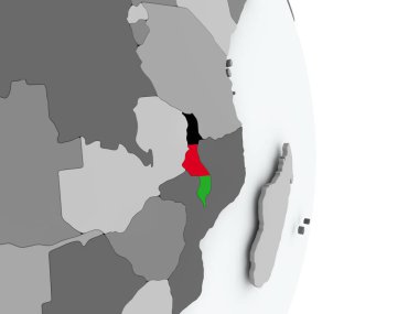 Malavi Haritası bayrak ile