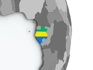 Bayrağı ile Gabon Haritası