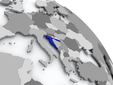 Hırvatistan Haritası dünya üzerinde bayrak ile