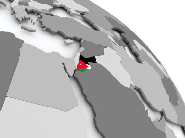 Ürdün Haritası dünya üzerinde bayrak ile