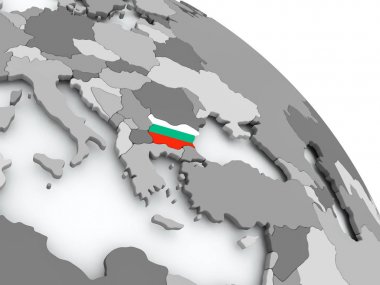 Bulgaristan Haritası dünya üzerinde bayrak ile