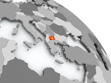 Dünya üzerinde bayrak ile Makedonya Haritası