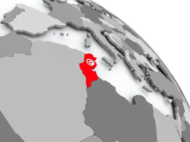 Tunus Haritası dünya üzerinde bayrak ile