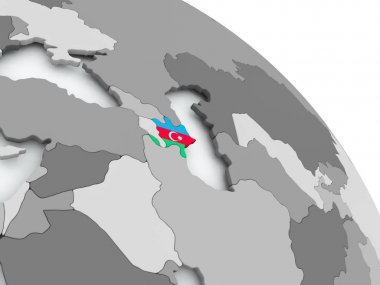 Azerbaycan Haritası dünya üzerinde bayrak ile