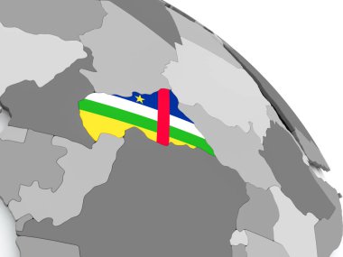 Dünya üzerinde bayrak ile Orta Afrika Haritası