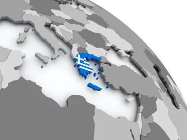 Yunanistan Haritası dünya üzerinde bayrak ile