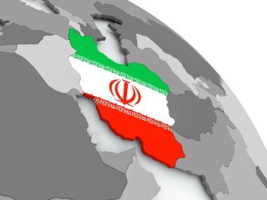 Iran Haritası dünya üzerinde bayrak ile