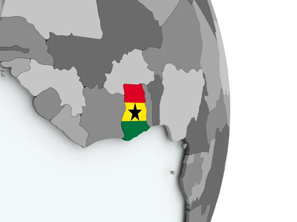 Mapa Ghany z flagą — Zdjęcie stockowe