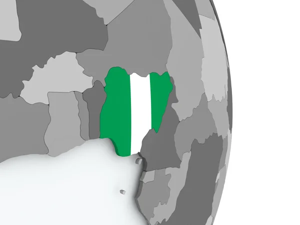 Kaart van Nigeria met vlag — Stockfoto