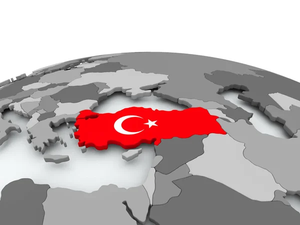 Flagge der Türkei auf dem Globus — Stockfoto