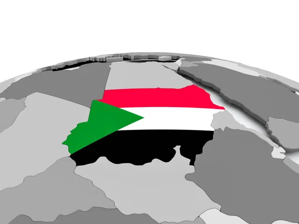 Bandeira do Sudão no globo — Fotografia de Stock
