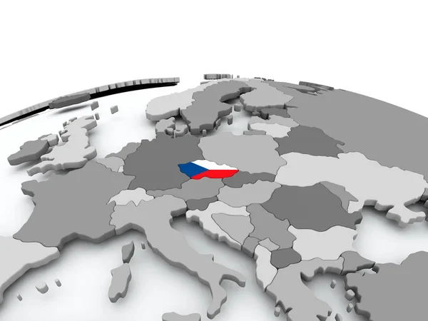 Bandeira da República Checa no globo — Fotografia de Stock