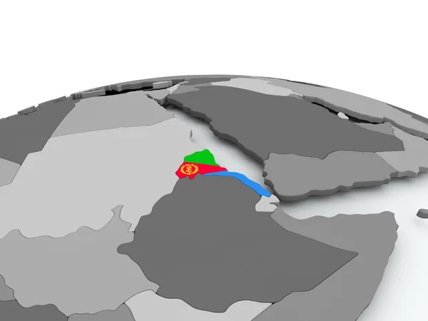 Vlag van Eritrea op wereldbol — Stockfoto