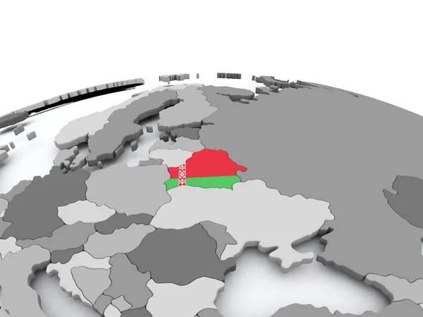 Flag of Belarus on globe — Stock Photo, Image