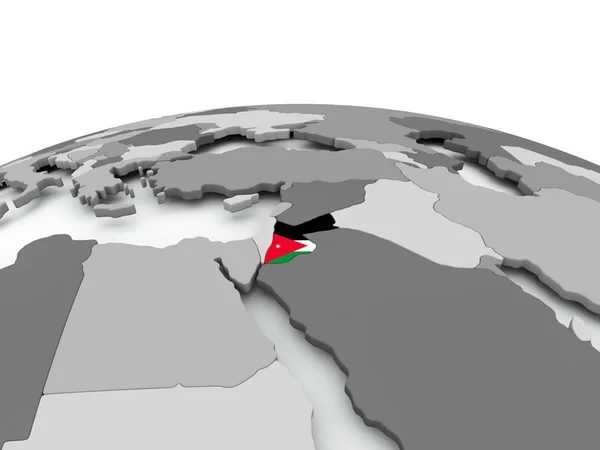 Флаг Иордании на земном шаре — стоковое фото