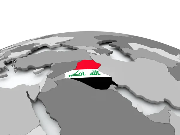 Vlag van Irak op wereldbol — Stockfoto