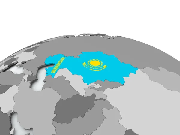 Bandiera del Kazakistan sul globo — Foto Stock