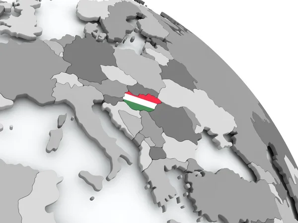 Mapa Węgry z flagą na całym świecie — Zdjęcie stockowe