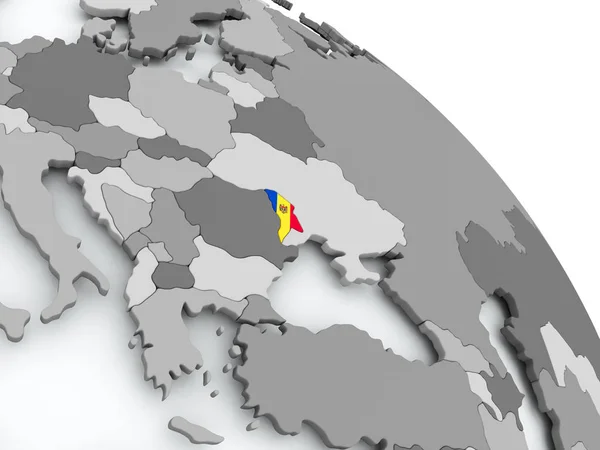 Mapa de Moldavia con la bandera en el mundo — Foto de Stock