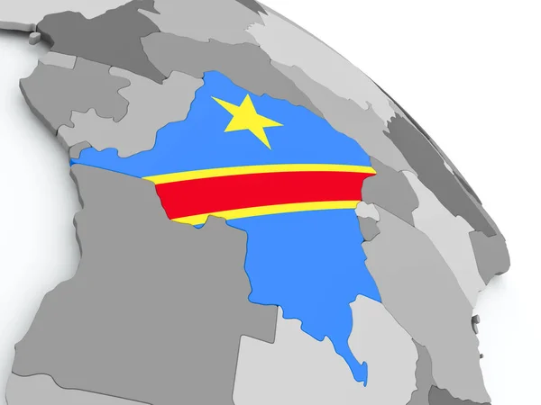 标志的地球的民主刚果共和国地图 — 图库照片