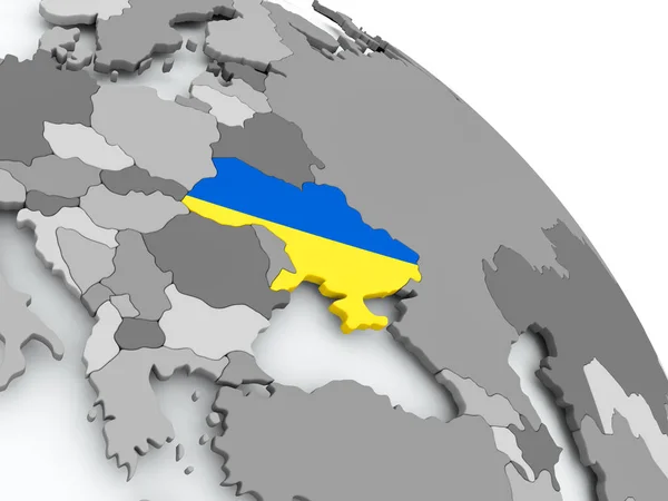 Χάρτης Ουκρανίας με σημαία στον κόσμο — Φωτογραφία Αρχείου