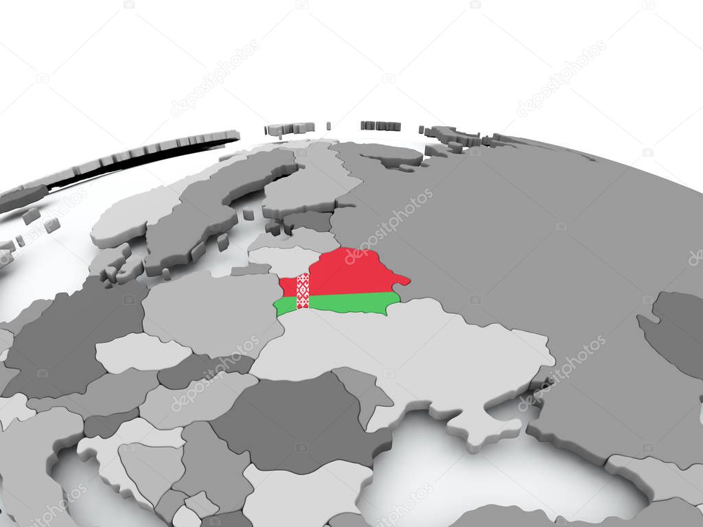 Flag of Belarus on globe
