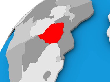 Zimbabve Haritası kırmızı