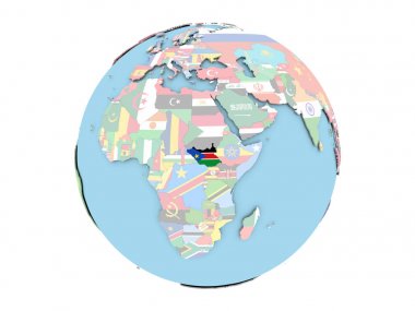Güney Sudan izole küre üzerinde