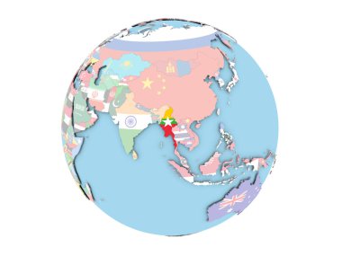 Myanmar izole küre üzerinde