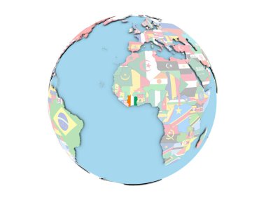 Fildişi Sahili izole küre üzerinde