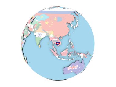 Kamboçya izole küre üzerinde