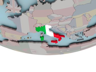 İtalya dünya üzerinde bayrak ile