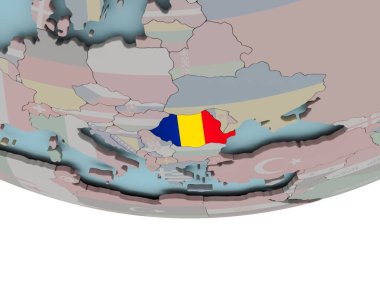Dünya üzerinde bayrak ile Romanya