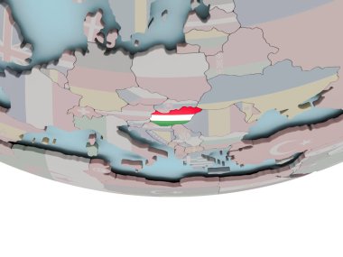 Dünya üzerinde bayrak ile Macaristan