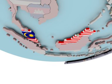 Dünya üzerinde bayrak ile Malezya