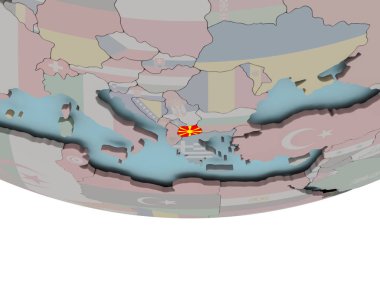 Dünya üzerinde bayrak ile Makedonya