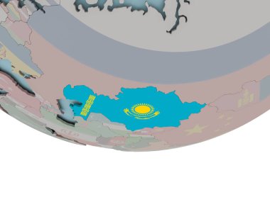 Kazakistan dünya üzerinde bayrak ile