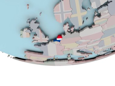 Dünya üzerinde bayrak ile Hollanda