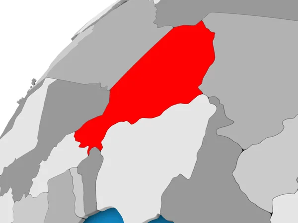 Mapa Nigeru v červené barvě — Stock fotografie